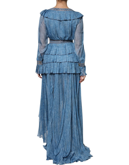 Philosophy Blauwe, gelaagde jurk met lange mouwen