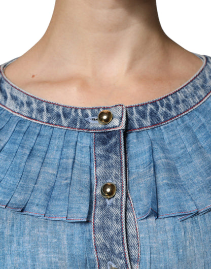 Philosophy Blauwe, gelaagde jurk met lange mouwen