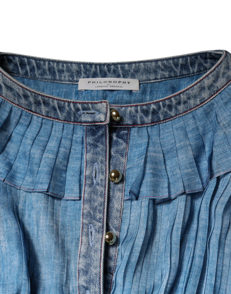 Philosophy di Lorenzo Serafini Robe Longue Superposée Bleue