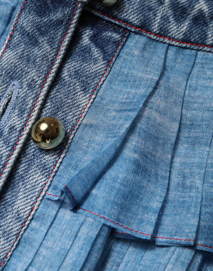 Philosophy Blauwe, gelaagde jurk met lange mouwen