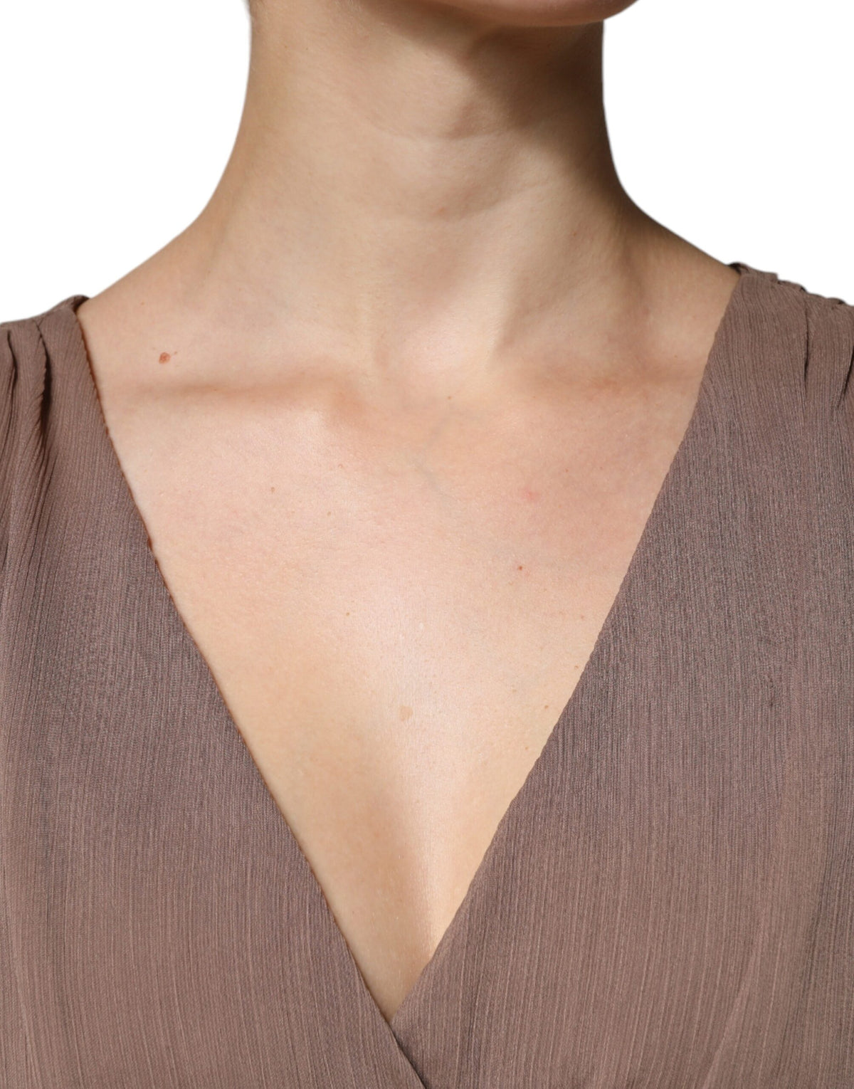 Peserico Robe Maxi Longue Sans Manches Marron à Décolleté V