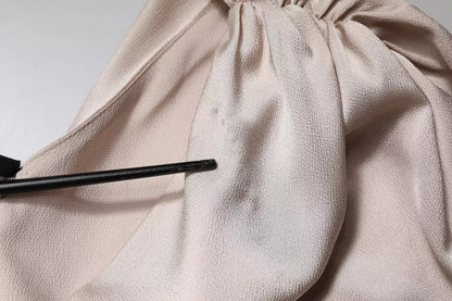 Robe asymétrique drapée à une épaule beige de Christian Pellizzari