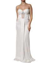 Elisabetta Franchi Robe Sirène Bustier Blanche Sans Bretelles
