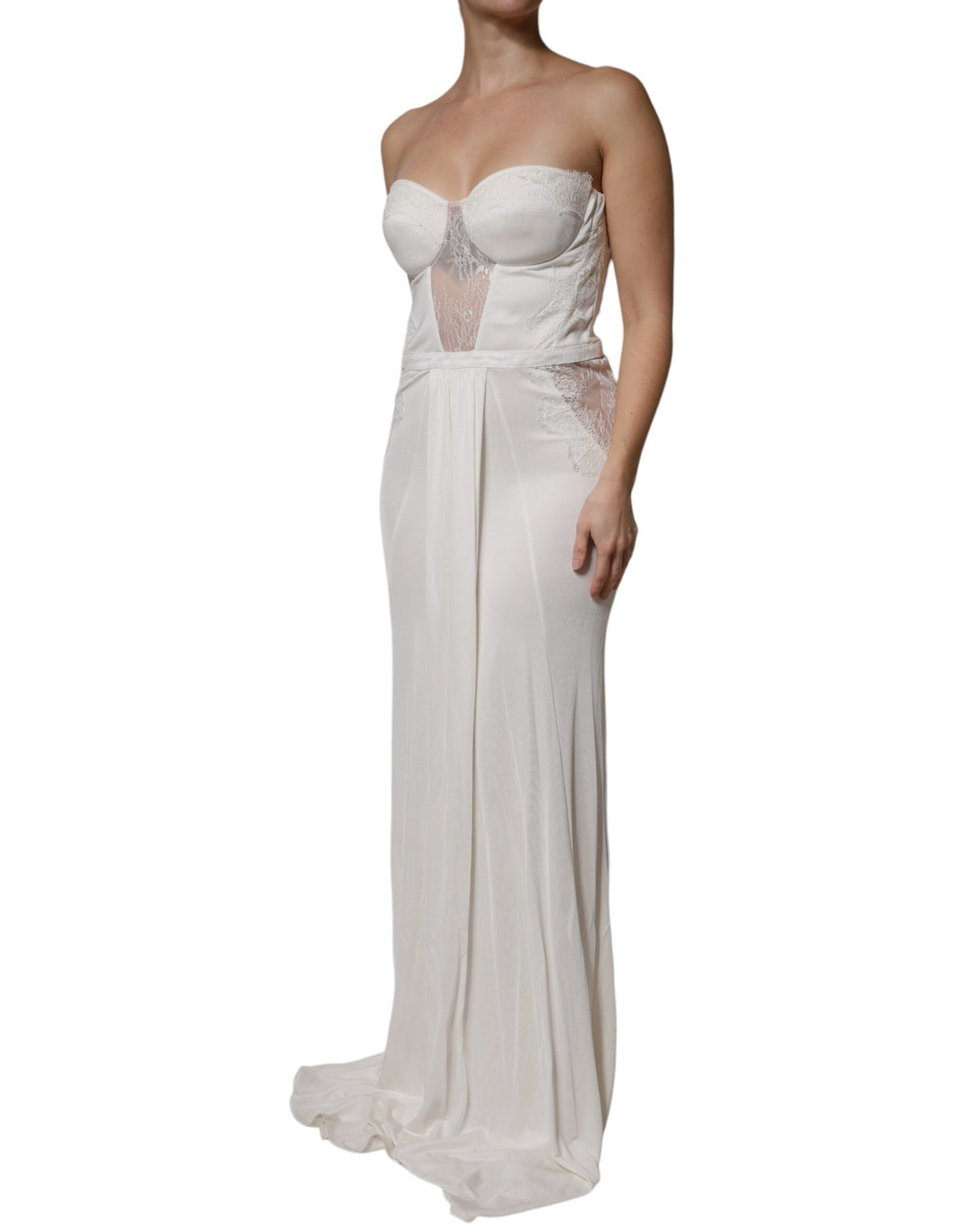 Elisabetta Franchi Robe Sirène Bustier Blanche Sans Bretelles