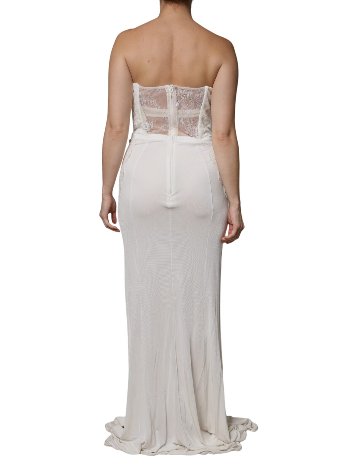 Elisabetta Franchi Robe Sirène Bustier Blanche Sans Bretelles