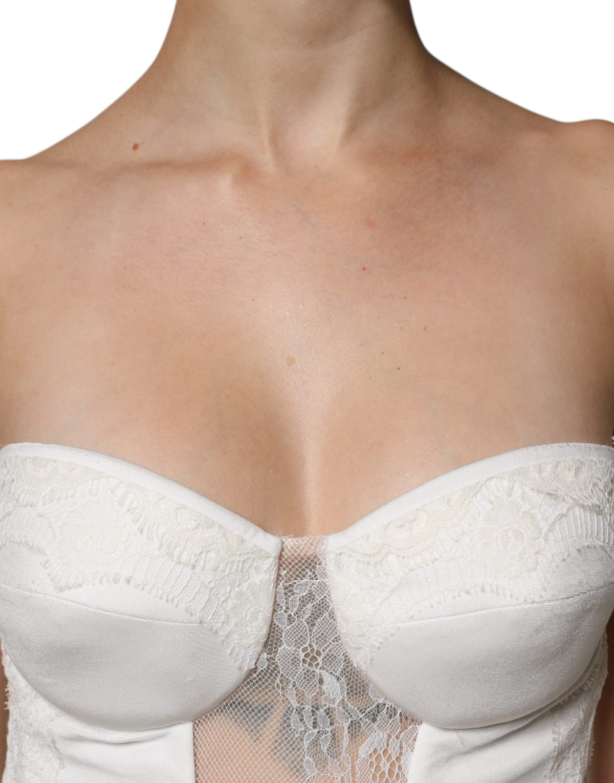 Elisabetta Franchi Robe Sirène Bustier Blanche Sans Bretelles