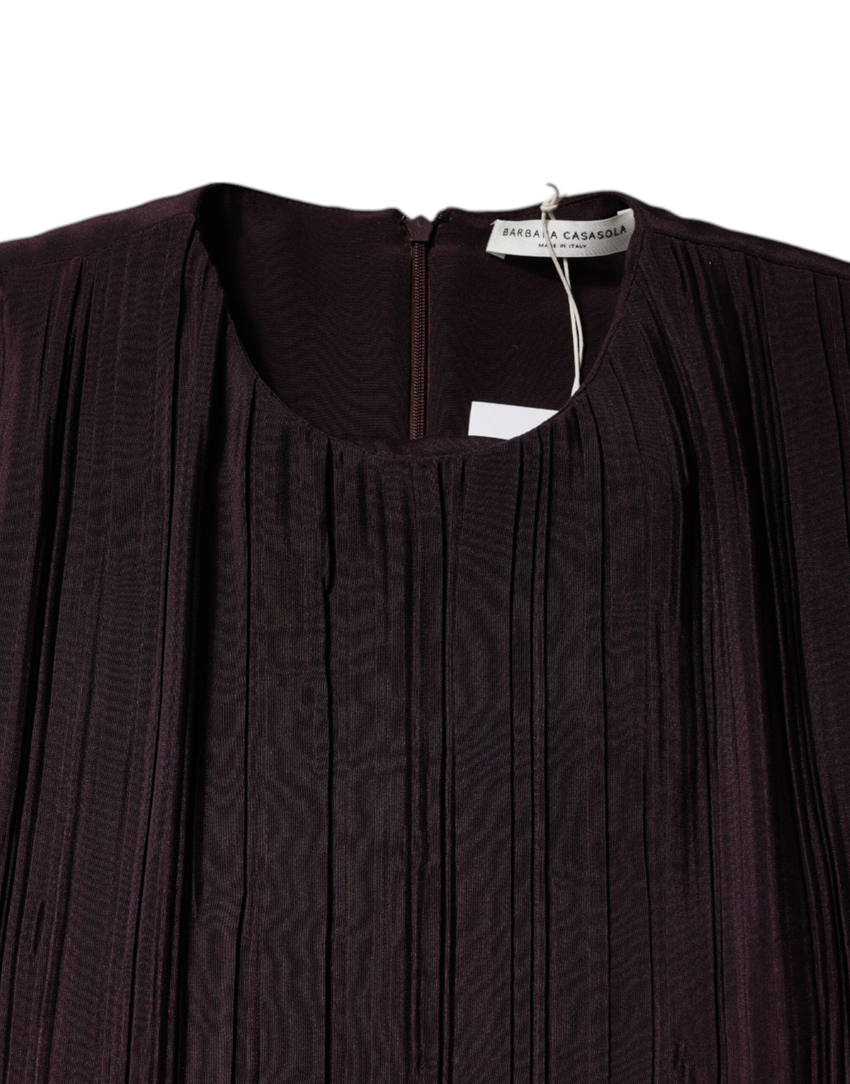 Barbara Casasola Robe Maxi Sheath en Soie Marron à Manches Courtes