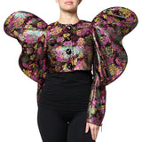 Dolce & Gabbana Veste Cropped Jacquard Floral Multicolore