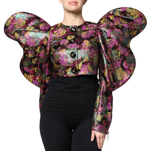 Dolce & Gabbana Veste Cropped Jacquard Floral Multicolore