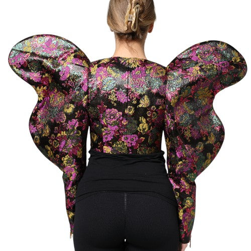 Dolce & Gabbana Veste Cropped Jacquard Floral Multicolore