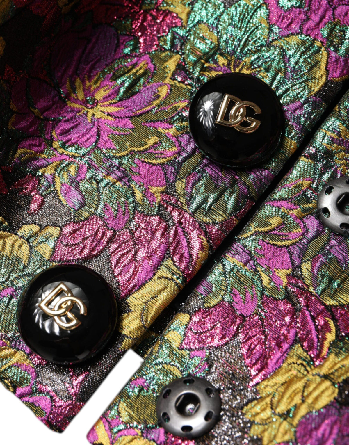 Dolce & Gabbana Veste Cropped Jacquard Floral Multicolore
