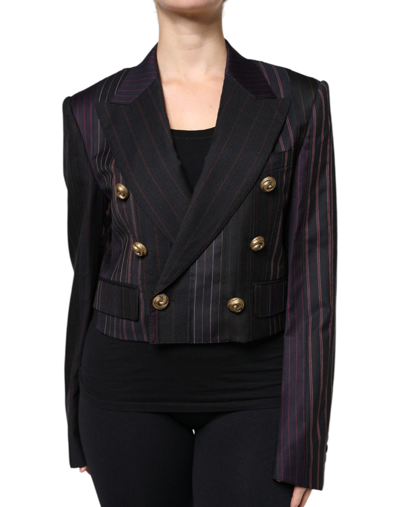 Dolce & Gabbana Multicolor Stripes Wool Cropped Blazer Jacket