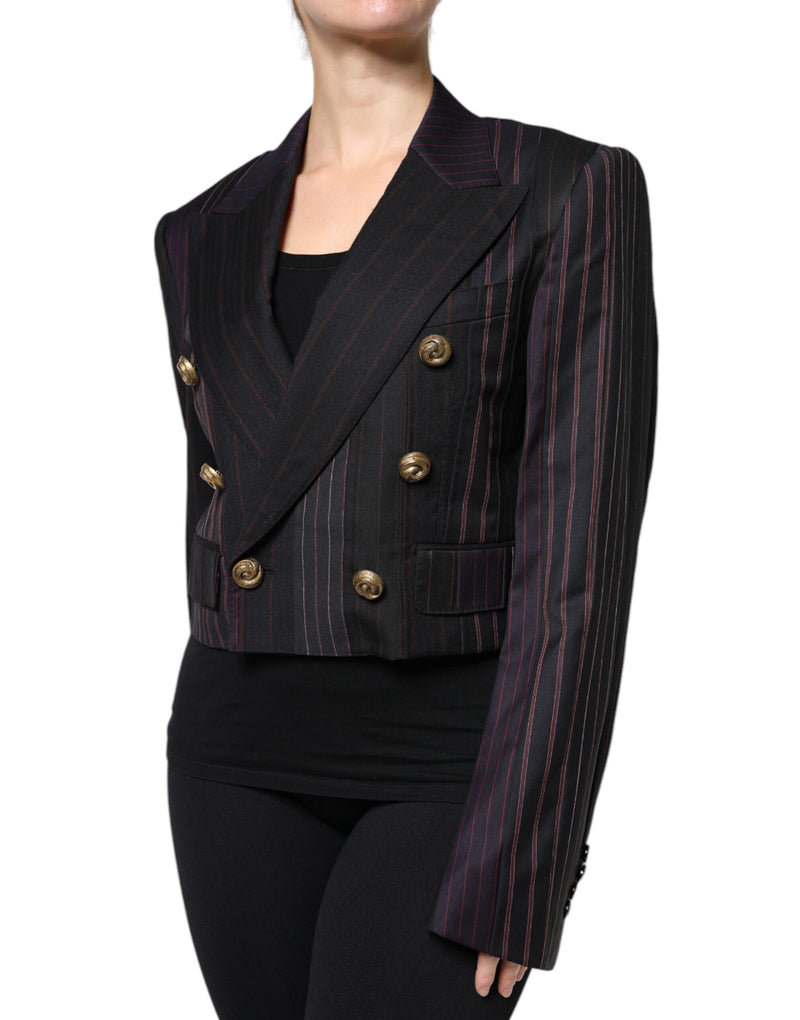 Dolce & Gabbana Multicolor Stripes Wool Cropped Blazer Jacket