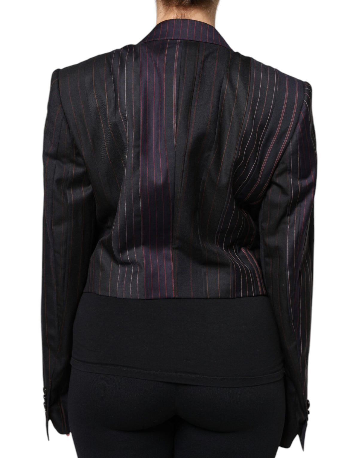 Dolce & Gabbana Multicolor Stripes Wool Cropped Blazer Jacket