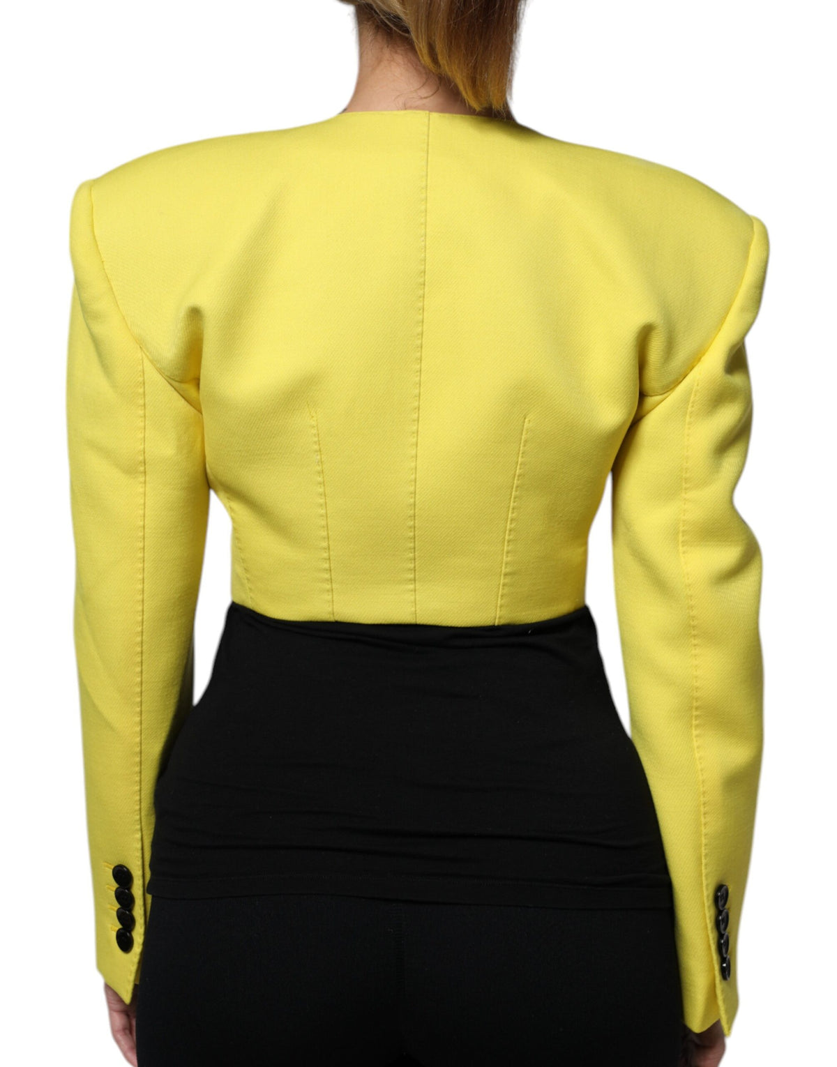 Dolce & Gabbana Veste Cropped en Laine Jaune Citron