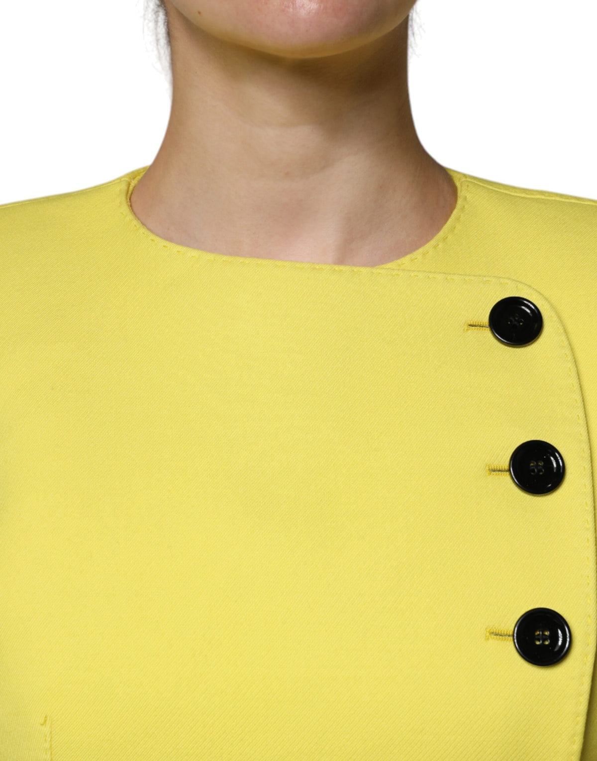 Dolce & Gabbana Veste Cropped en Laine Jaune Citron