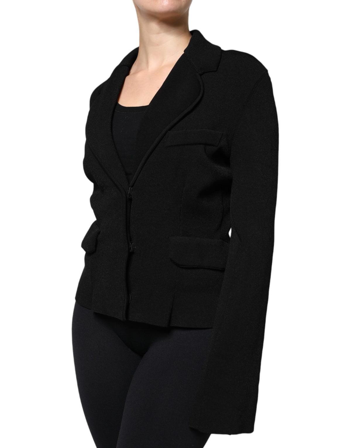 Dolce & Gabbana Blazer Viscose Noir à Boutonnage Simple