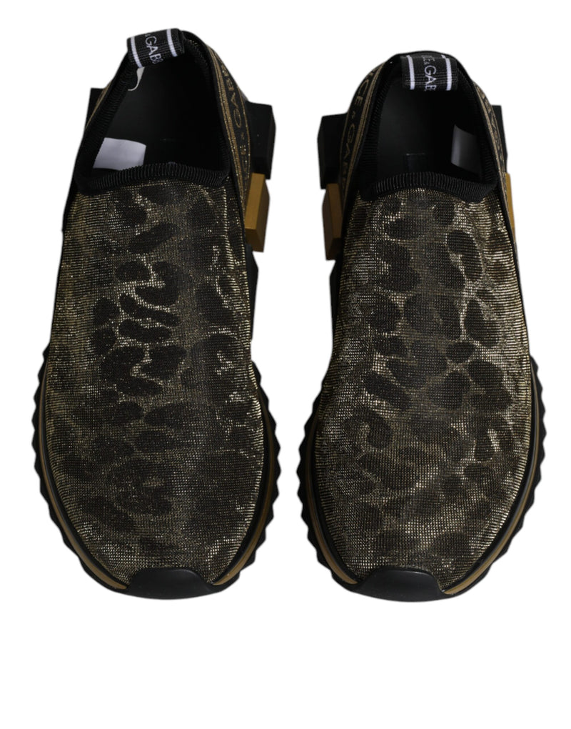 Dolce & Gabbana Gold Glitter Leopard Sorrento Sneakers