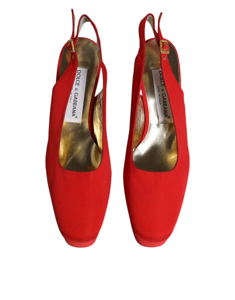 Dolce & Gabbana Red Platform Slingback Heels Sandals