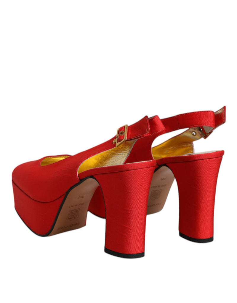 Dolce & Gabbana Red Platform Slingback Heels Sandals