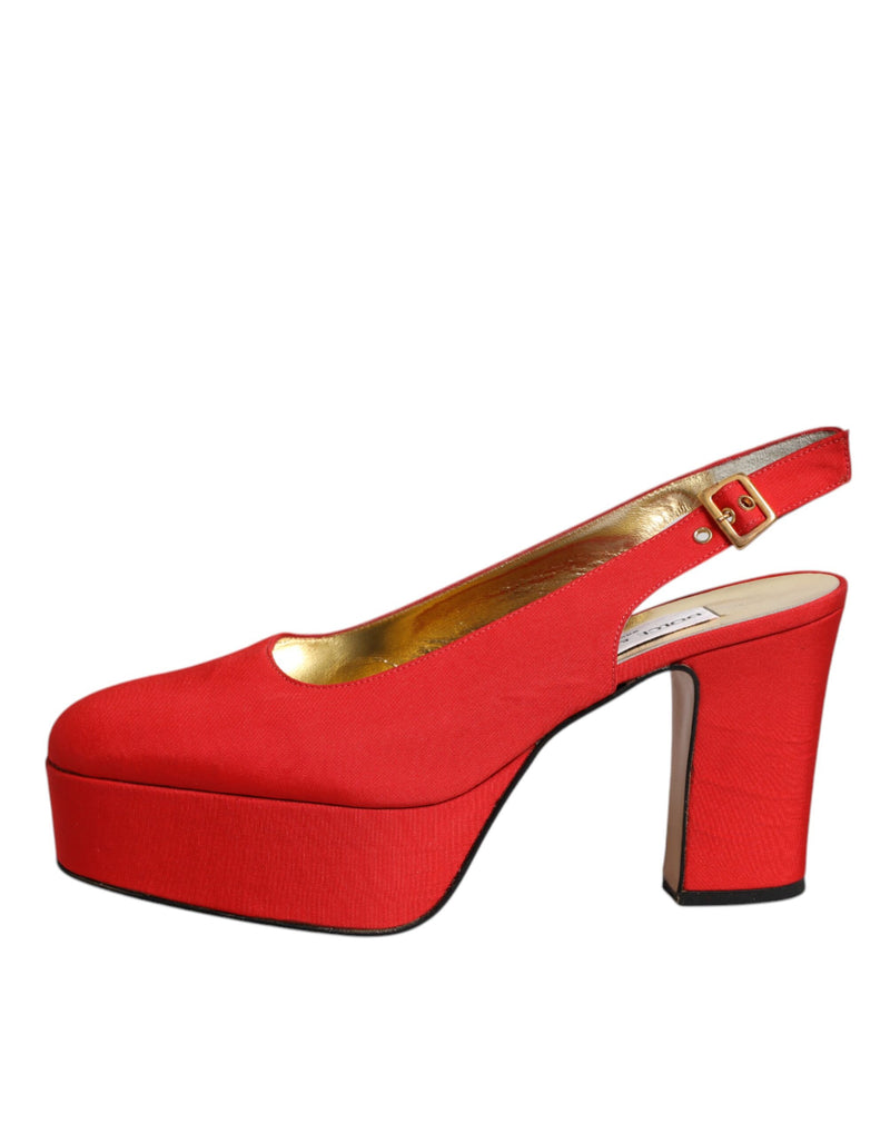 Dolce & Gabbana Red Platform Slingback Heels Sandals