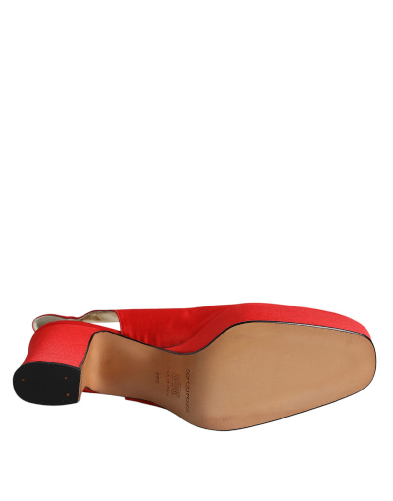 Dolce & Gabbana Red Platform Slingback Heels Sandals