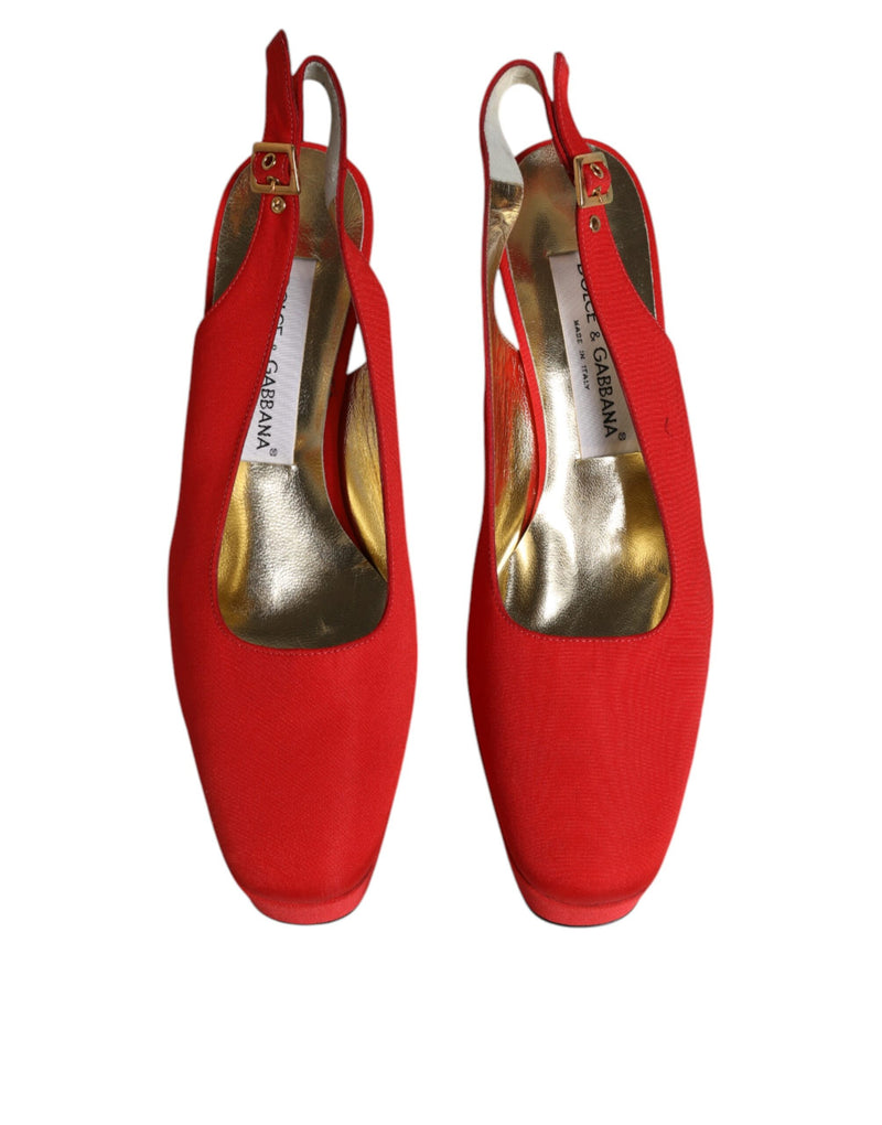 Dolce & Gabbana Red Platform Slingback Heels Sandals