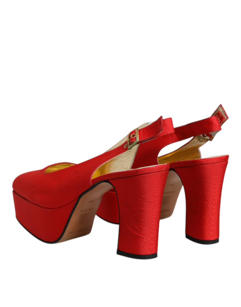 Dolce & Gabbana Red Platform Slingback Heels Sandals