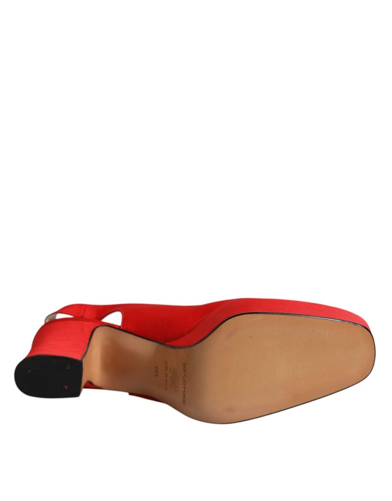Dolce & Gabbana Red Platform Slingback Heels Sandals