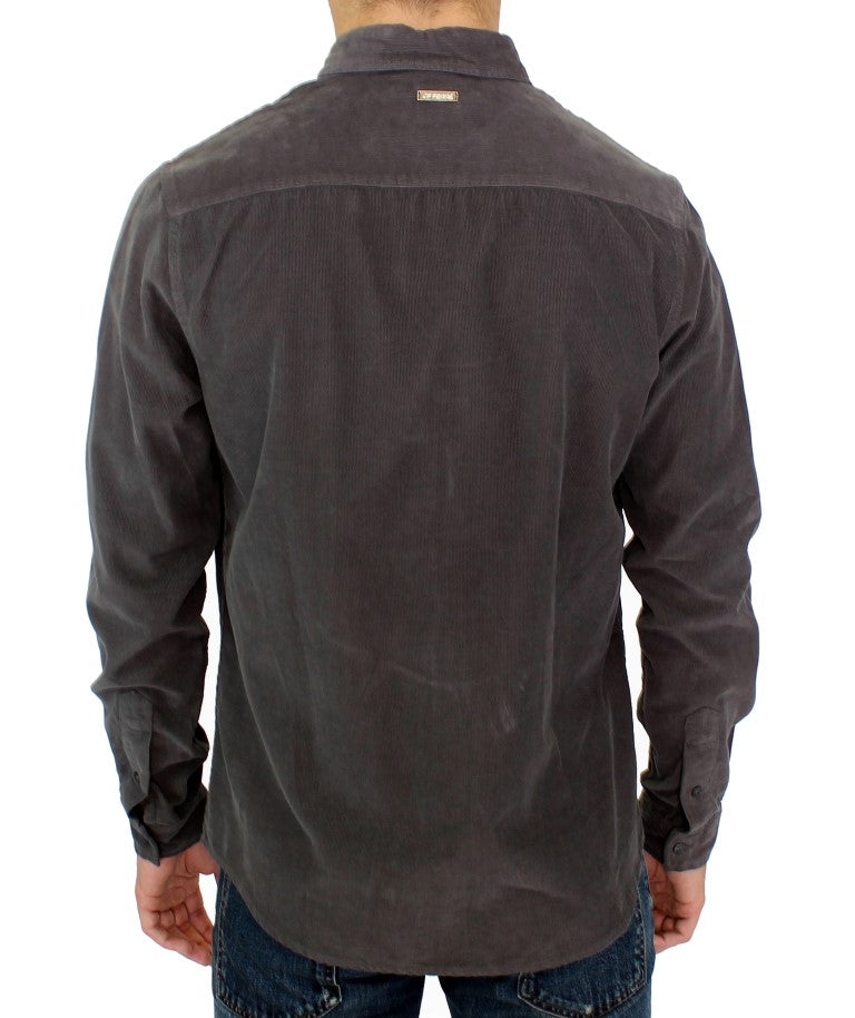 Chemise décontractée en coton à boutons verts de GF Ferre