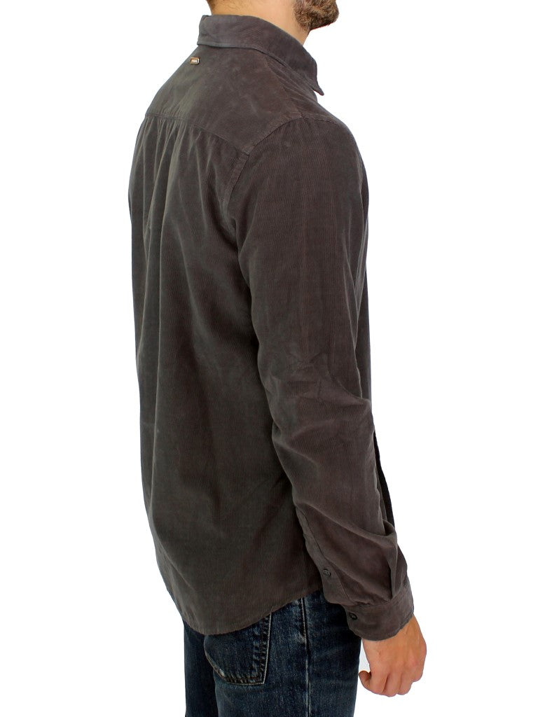 Chemise décontractée en coton à boutons verts de GF Ferre