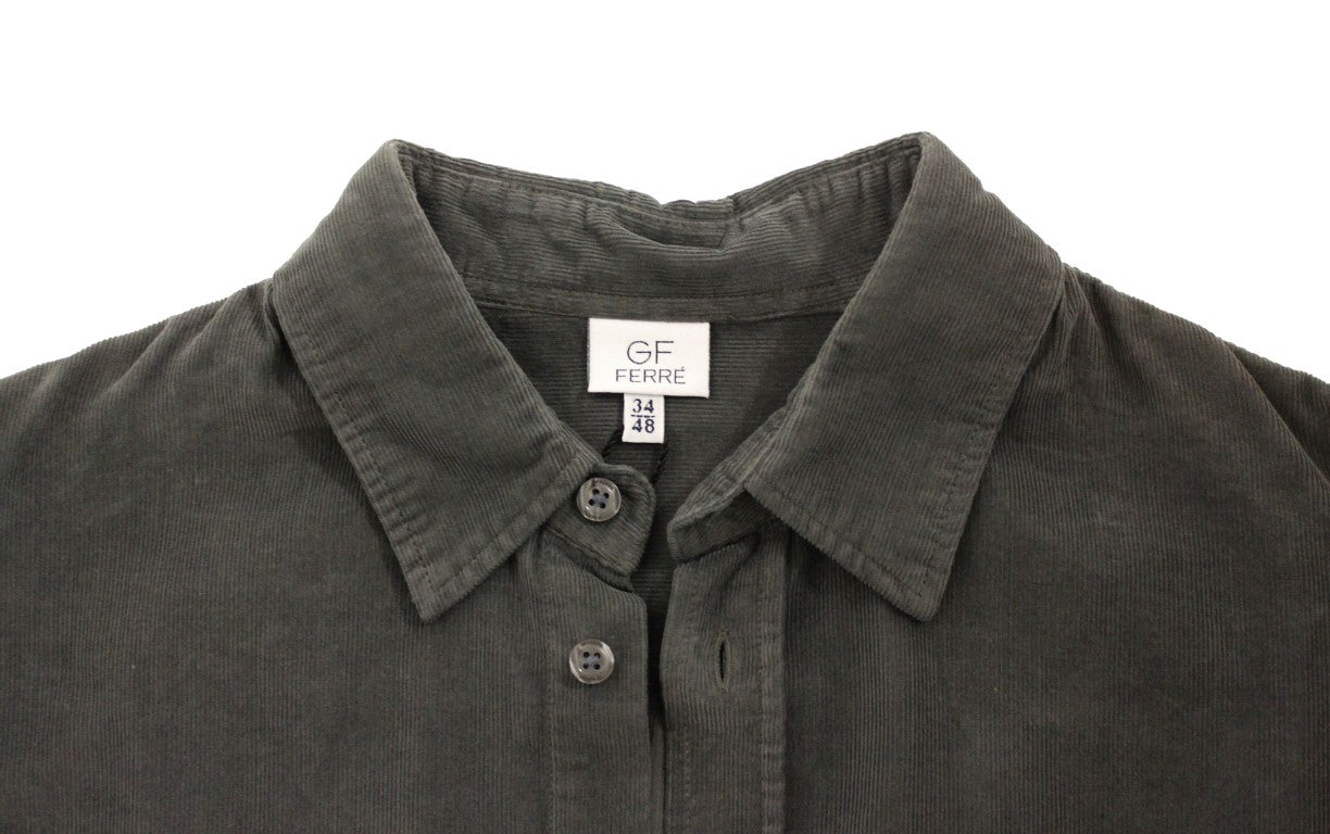 Chemise décontractée en coton à boutons verts de GF Ferre