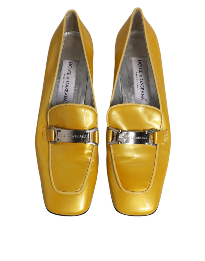 Dolce & Gabbana Mocassins Jaunes en Cuir avec Plaque Logo