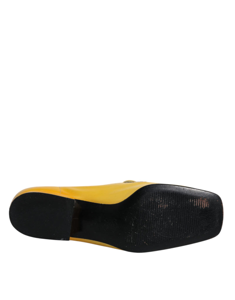 Dolce & Gabbana Mocassins Jaunes en Cuir avec Plaque Logo