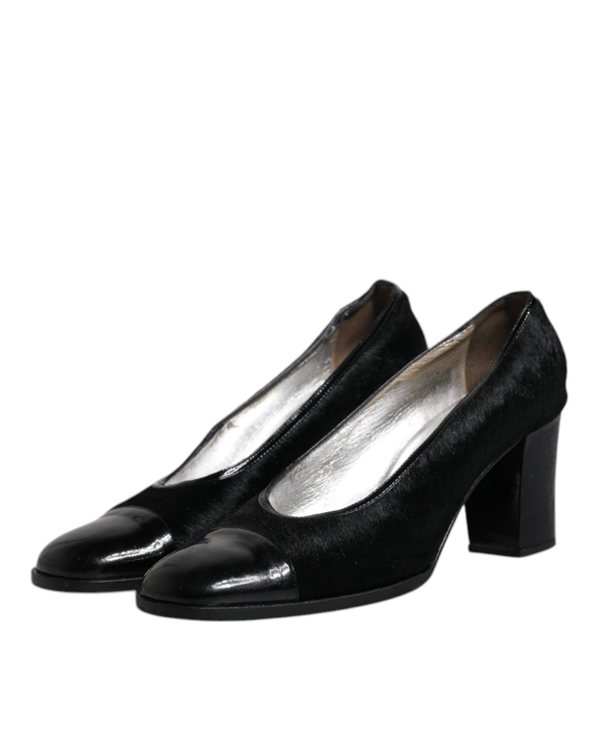 Dolce & Gabbana Black Leather Block Heel Pumps
