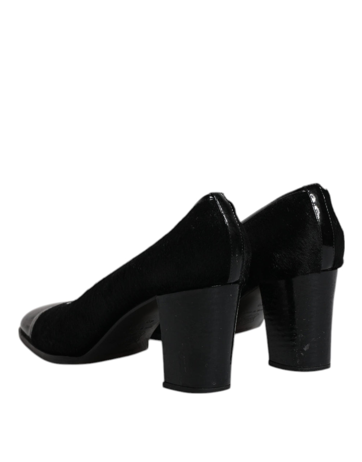Dolce & Gabbana Black Leather Block Heel Pumps