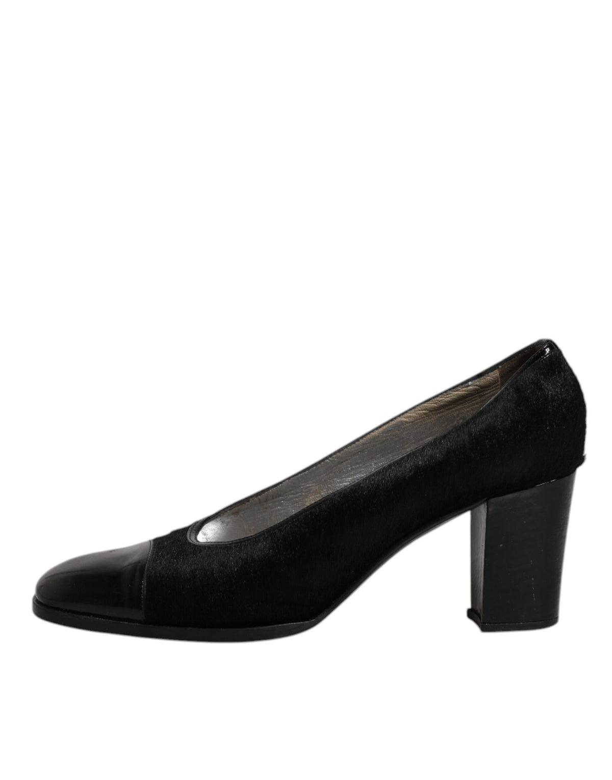 Dolce & Gabbana Black Leather Block Heel Pumps