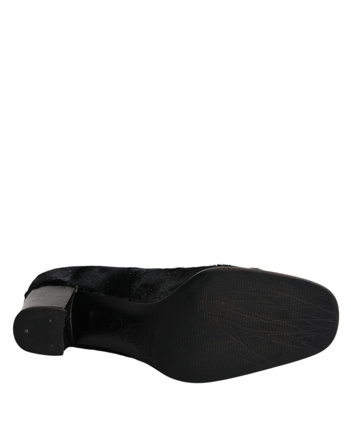 Dolce & Gabbana Black Leather Block Heel Pumps