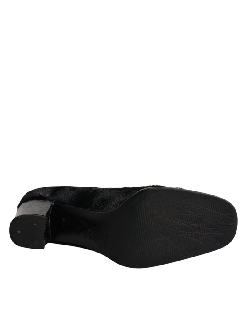 Dolce & Gabbana Black Leather Block Heel Pumps