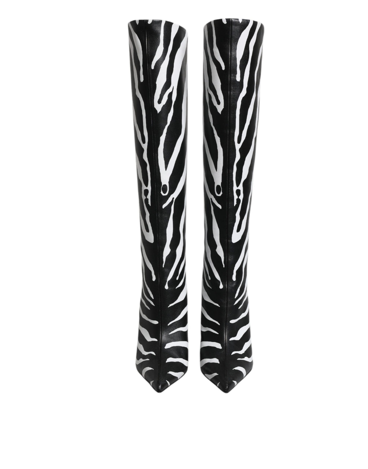 Dolce & Gabbana Black White Zebra Heels High Boots
