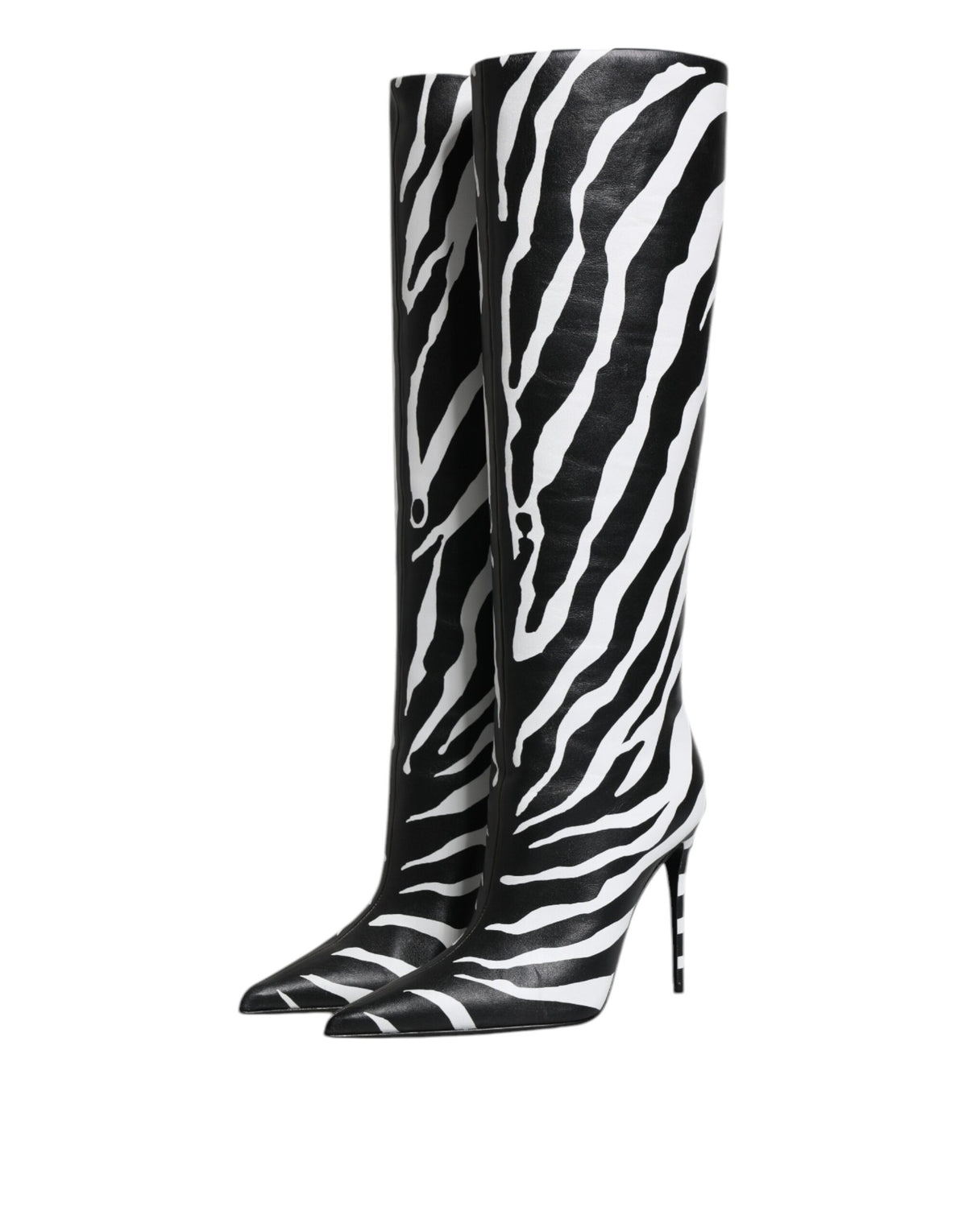 Dolce & Gabbana Black White Zebra Heels High Boots