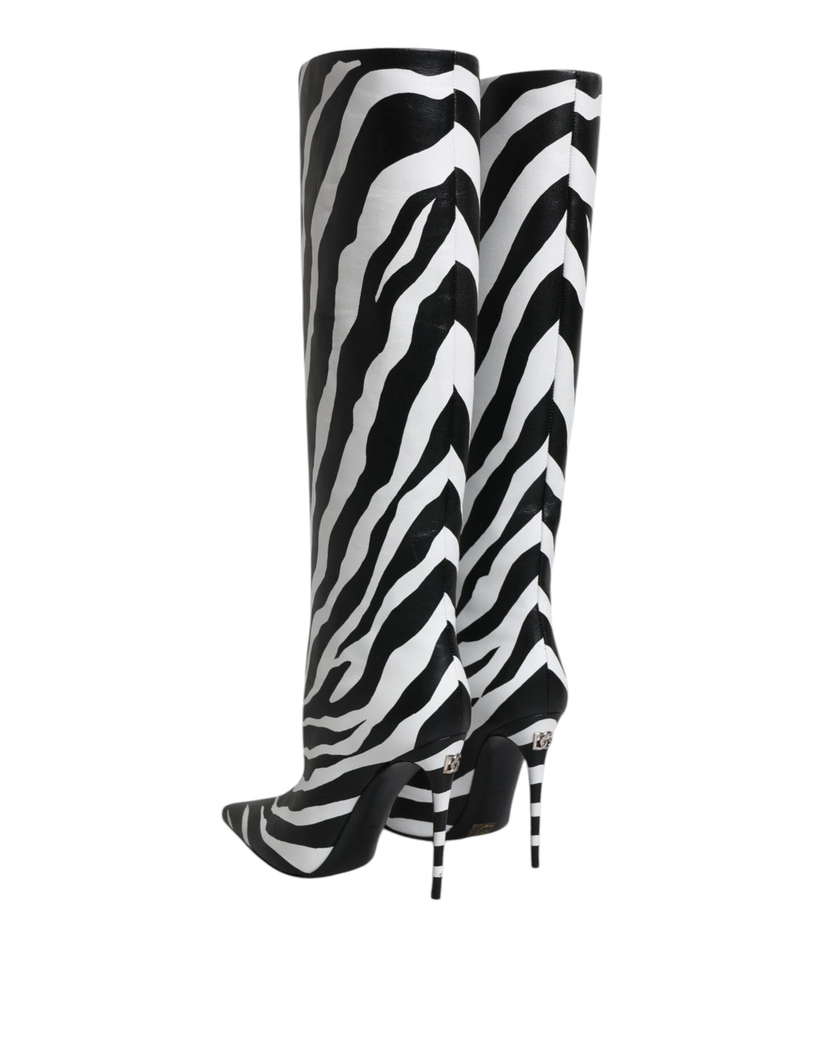 Dolce & Gabbana Black White Zebra Heels High Boots