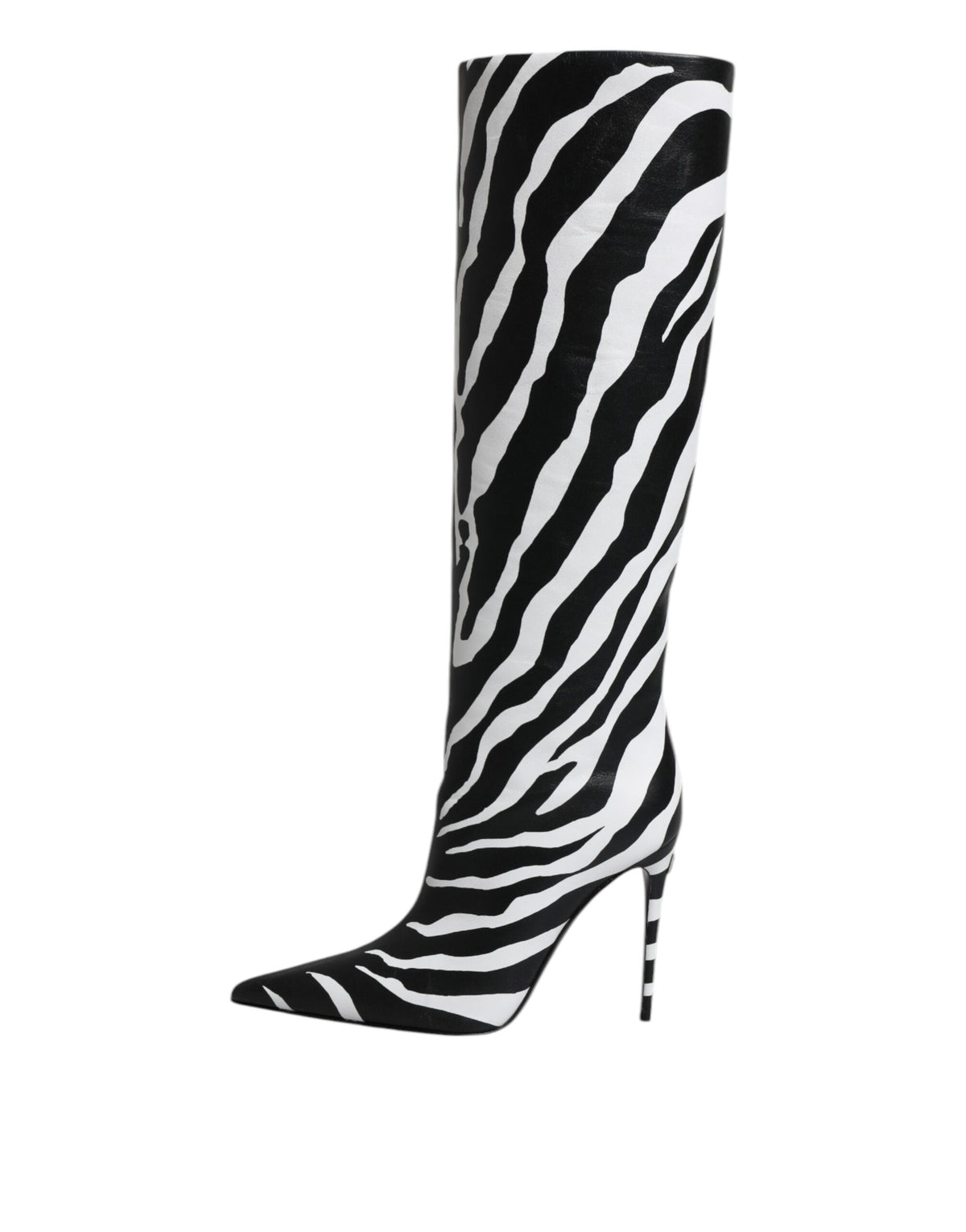 Dolce & Gabbana Black White Zebra Heels High Boots