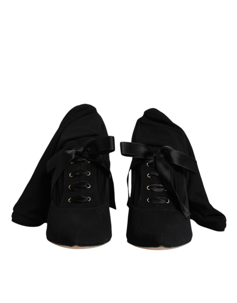 Dolce & Gabbana Black Stiletto Heels Mid Calf Boots