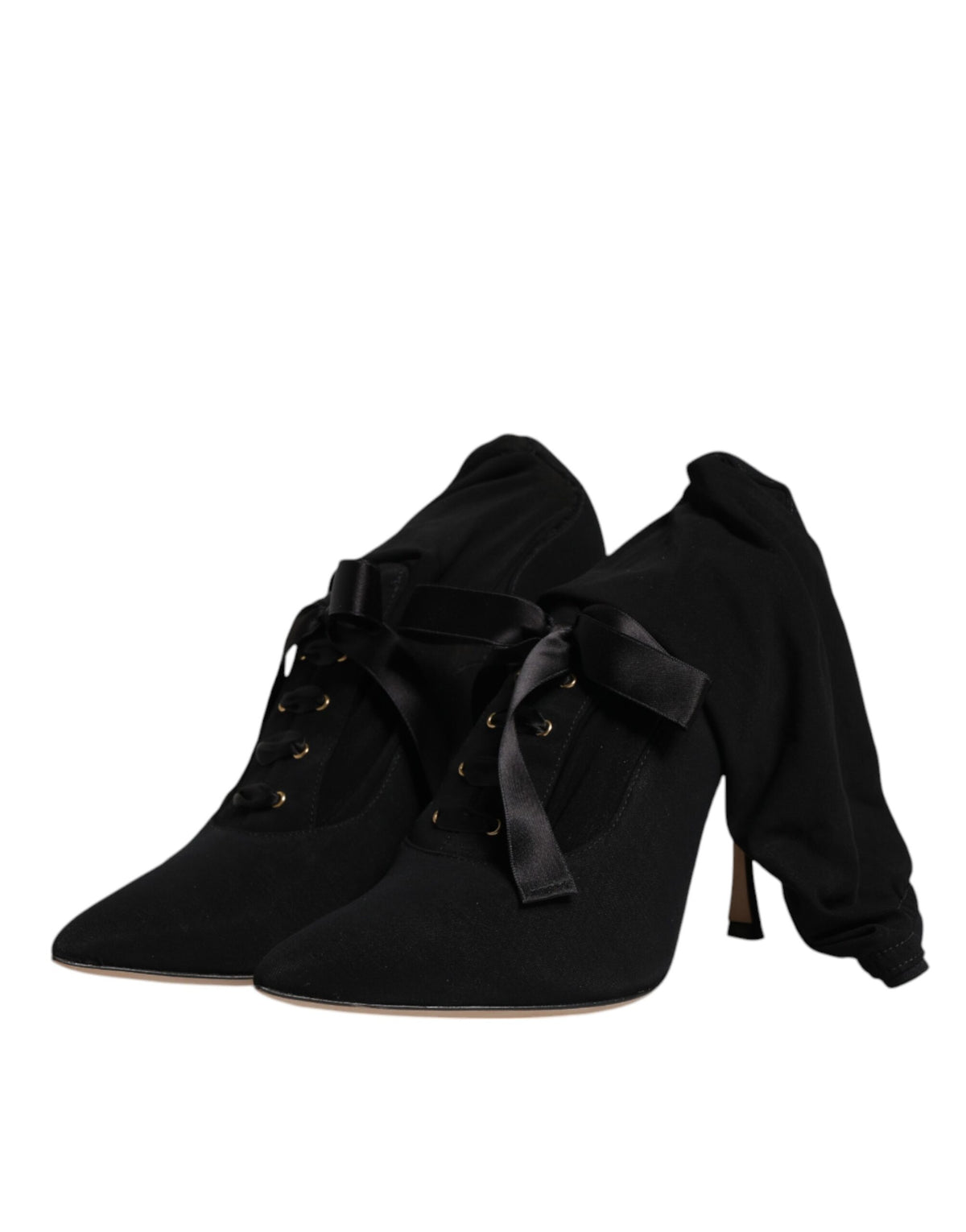Dolce & Gabbana Black Stiletto Heels Mid Calf Boots
