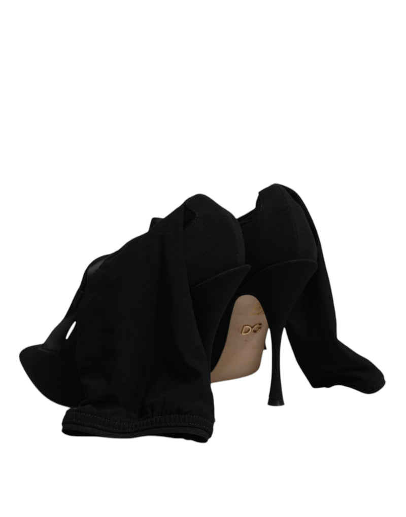 Dolce & Gabbana Black Stiletto Heels Mid Calf Boots
