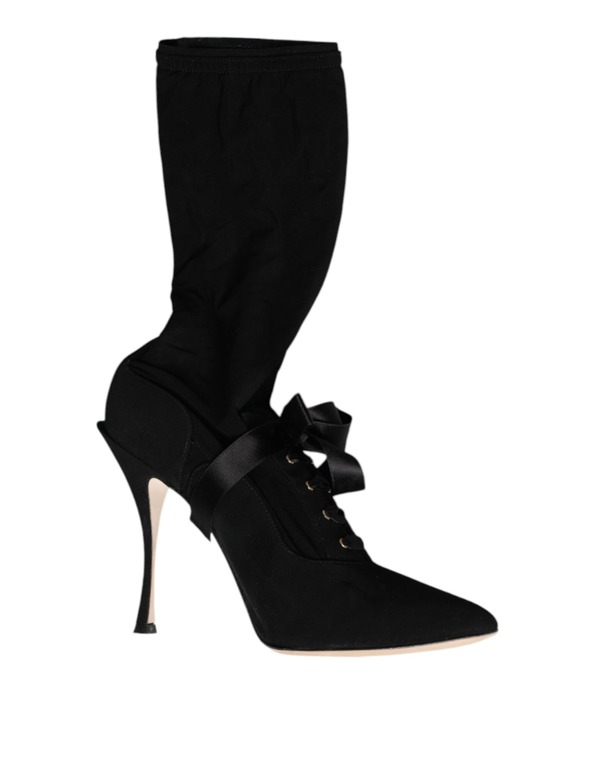 Dolce & Gabbana Black Stiletto Heels Mid Calf Boots