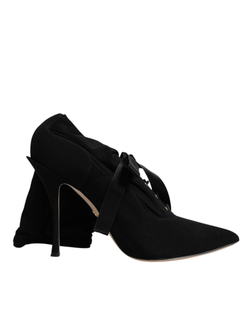 Dolce & Gabbana Black Stiletto Heels Mid Calf Boots