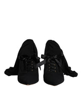 Dolce & Gabbana Black Stiletto Heels Mid Calf Boots