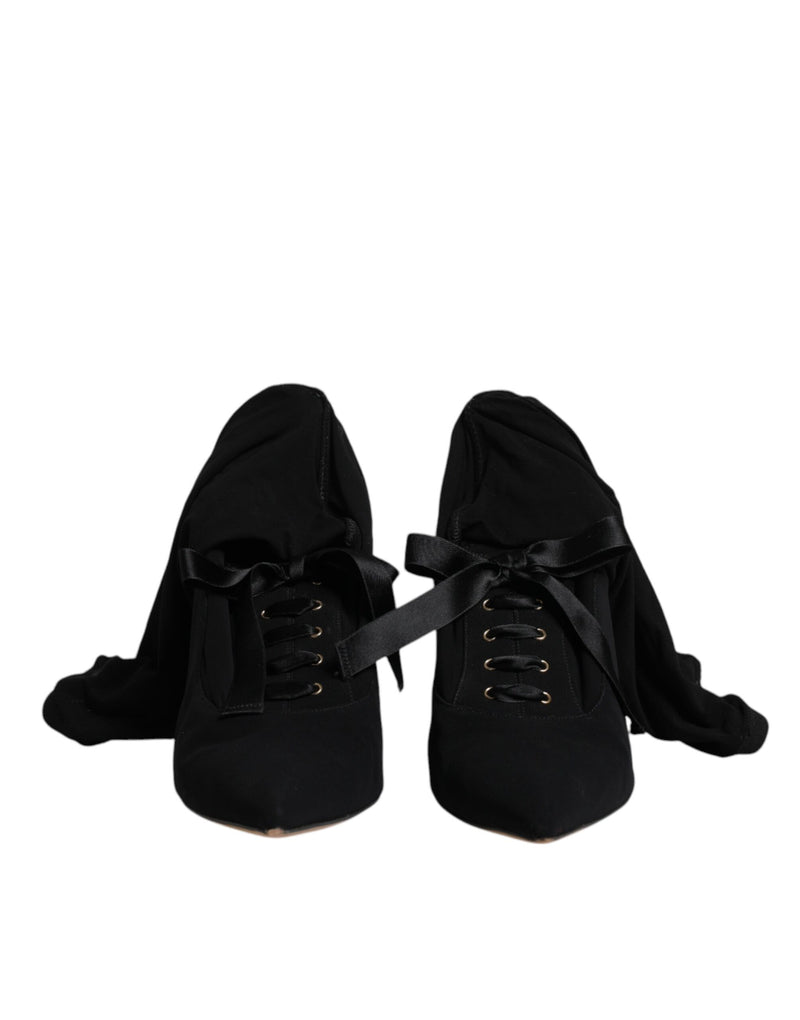 Dolce & Gabbana Black Stiletto Heels Mid Calf Boots